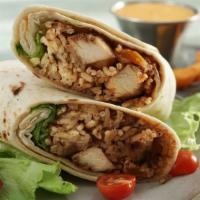 Original Gourmet Burrito · Farm fresh chicken, guacamole, fresh salsa, and Jack and Cheddar cheeses. Wrapped perfectly ...