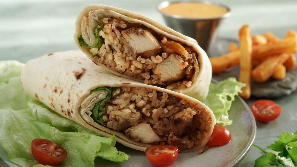 Original Gourmet Burrito · Farm fresh chicken, guacamole, fresh salsa, and Jack and Cheddar cheeses. Wrapped perfectly in a flour tortilla and grilled.