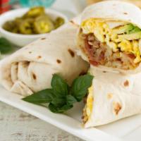 Grande Burrito · Tasty chicken, rice, beans, Jack and Cheddar cheeses, salsa, guacamole, lettuce and sour cre...
