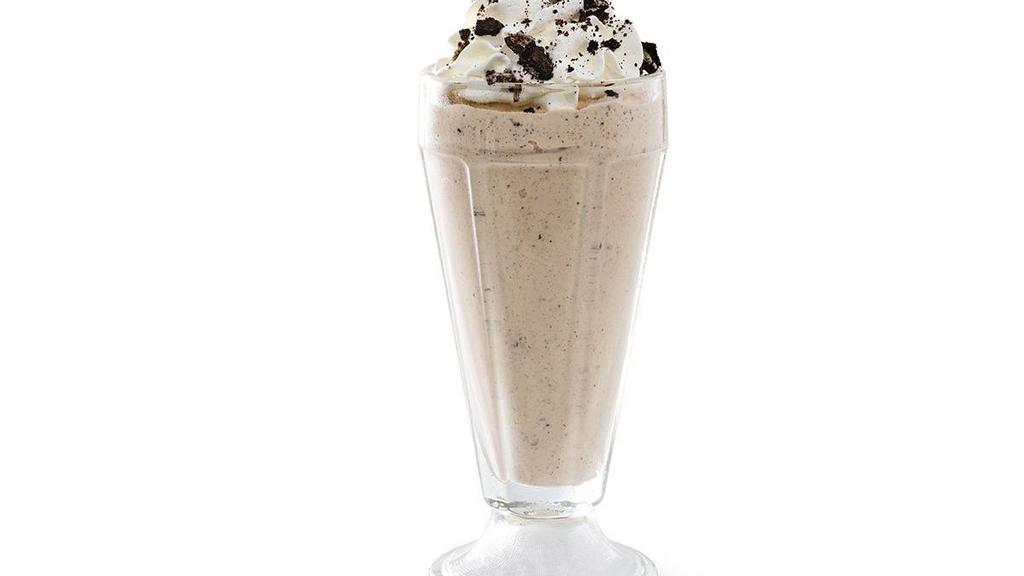 Oreo® Cookie Shake · Creamy soft serve blended with milk and chocolate syrup. Topped with OREO® cookie crumbs.