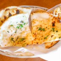 Garlic Basil Naan · Flat bread topped with garlic and basil chef's recommendation.