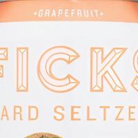 Ficks Grapefruit Hard Seltzer · Carbonated Water, Alcohol from California Oranges, Grapefruit Juice, Natural Flavors...that'...