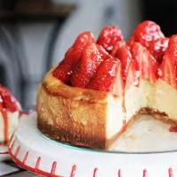 Strawberry New York Cheesecake · Delicious classic cheesecake with strawberries.