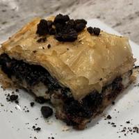 Oreo Baklava · Filo Dough Stuffed With Homemade Cream & Crumbled Oreo's Topped with Lightly Sweetened Home ...