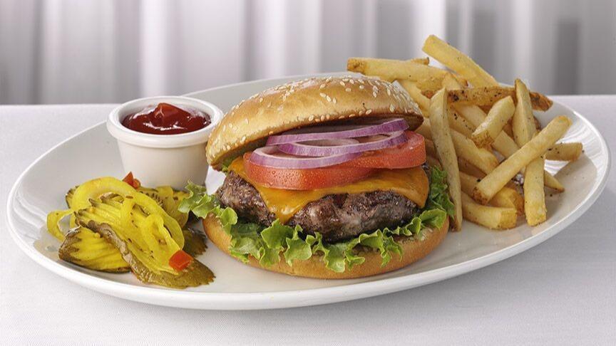 McCormick's Cheeseburger · Cheddar Cheese / Lettuce / Tomato / Onion / French Fries