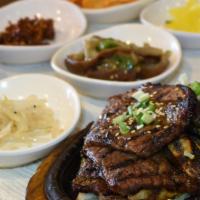 Gal Bi (L) · Juicy tender Korean BBQ short ribs.