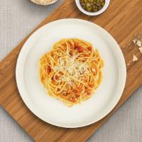 Finesse The Spaghetti · Spaghetti tossed with our classic homemade meat sauce.