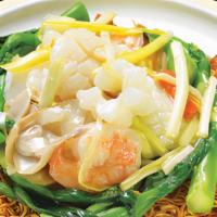 701. Pan Seared Crispy Noodles 海鮮兩面黃 · With mixed seafood.