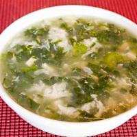 雪菜付更 Pickled Vegetable Soup · Chowder soup with egg, tofu and pickled veggies.