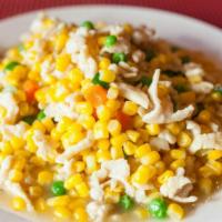 几粒玉米 Chicken w/Corn · Minced chicken with corn.