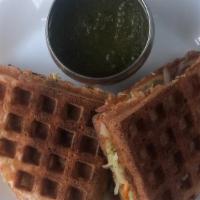 Hot’n Sweet Cheese · Veggies, cheese on a hot and sweet flavored gluten free waffle.