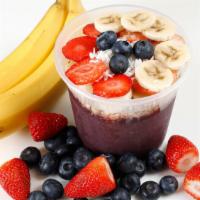 Acai Bowl Brazillian Style · Acai puree, blueberry, banana and coconut water with toppings: banana, strawberry, blueberry...