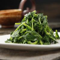 97. Pea Sprout in Garlic Sauce 蒜茸豆苗 · Vegetarian.