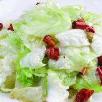107. Sautéed Spicy Sliced Cabbage 招牌手撕椰菜 · medium Spicy and vegetarian.