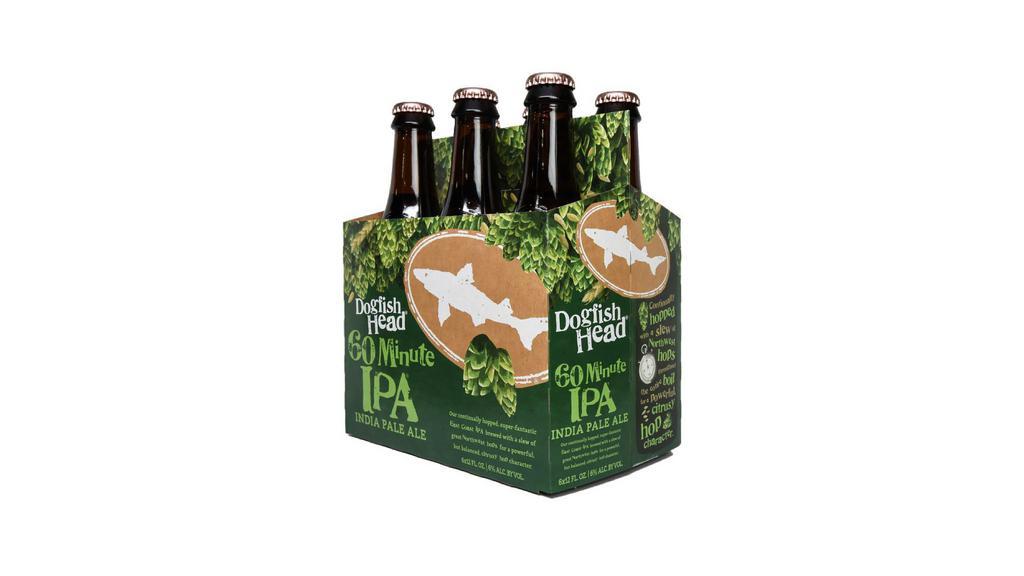 Dogfish Head 60 Minutes Ipa 6 Bottles | 6% Abv · 60 IBUs, citrusy, hoppy, well balanced ale.