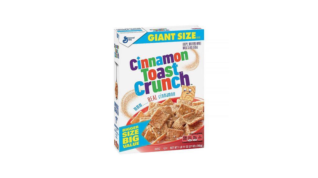 Cinnamin Toast Crunch 11Oz · Take breakfast out of this world with a giant-size box of Cinnamon Toast Crunch breakfast cereal! Each bite contains delicious crispy whole wheat squares covered in the perfect combination of real cinnamon and sugar