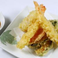 Mix Tempura (AP) · Shrimps (3) and fresh seasonal vegetables (6) with tempura sauce.