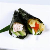 Salmon Hand Roll · With avocado and cucumber.