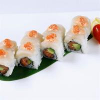 Romeo & Juliet · Popular.  Salmon avocado inside topped with scallop, tobiko and spicy mayo sauce.