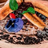 CHOCOLATE MOCHI WAFFLE · Chocolate Mochi Waffle come with Oreo, Mix Berry, Banana and vanilla bean ice cream