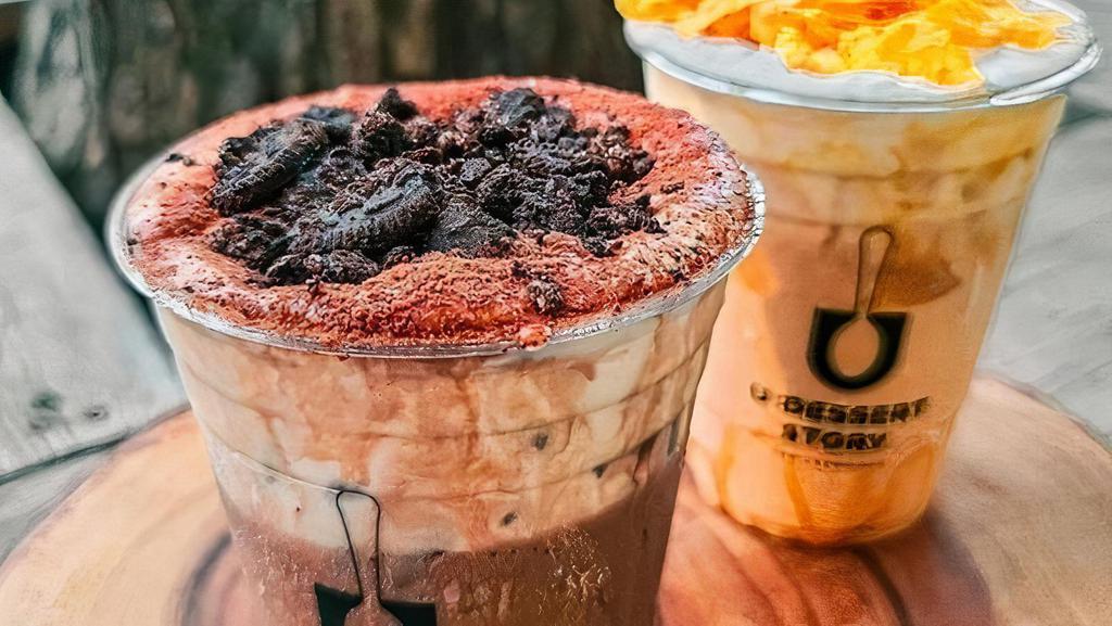 OLD SCHOOL MILO CHEESE TEA (HIGHLY RECOMMENDED) · * Highly recommended. An old school milo drink with condensed milk topped with milo powder and oreo crumbs and cheese foam.