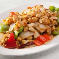 Kung Pao Chicken · Hot & spicy. Diced chicken, onion, bell pepper and peanuts in spicy garlic sauce.