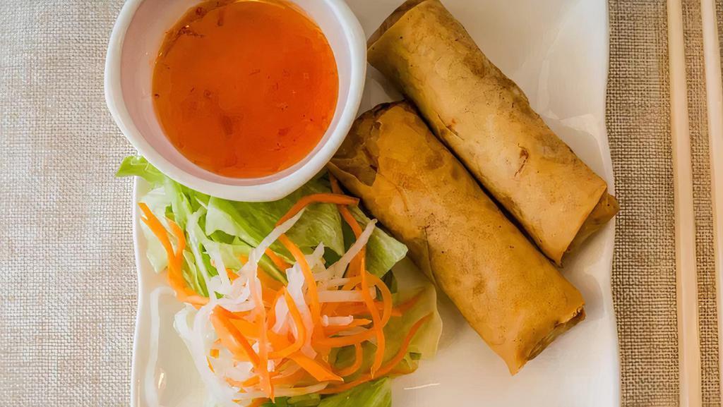 4. Vegetarian Crispy Egg Rolls (2 Pc) · Filled with minced tofu, bean thread noodles, stir fried vegetables, sweet and sour sauce.