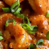 Prawn Masala · Gluten free. Tiger shrimp seasoned with hand pound chili, garlic, lime and coconut sauce.