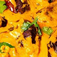 Eggplant Curry (VEGAN) · Nuts, gluten free, vegetarian. Indian eggplant, roasted peanut, poppy seed, mustard seed, co...