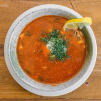 Solianka Soup · Traditional spicy mixed meat soup