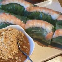 Shrimp Rolls (Gỏi Cuốn) · Steamed shrimps, lettuce, bean sprouts, mint leaves and vermicelli wrapped in delicate rice ...