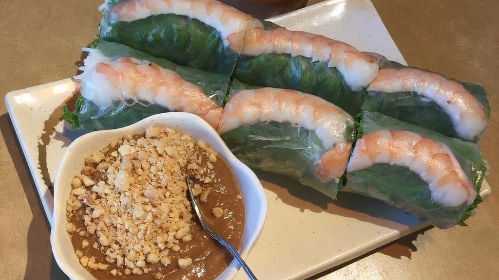 Shrimp Rolls (Gỏi Cuốn) · Steamed shrimps, lettuce, bean sprouts, mint leaves and vermicelli wrapped in delicate rice paper. Serve chilled with a side of peanut sauce for dipping.