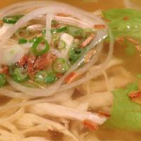 Boneless Chicken Noodle Soup (Hu Tieu Gà) · Serve with a side of bean sprouts, chili peppers, basil, and lemon.