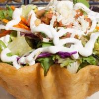 Taco Salad (Lunch) · Choice of shredded chicken, beef, or sauteed vegetables. Rice, refried beans, mixed greens, ...