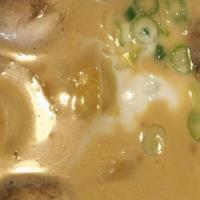 Coconut Chicken Soup · Coconut milk soup with chicken.Galang fresh white mushrooms, lemongrass fresh-slivered galan...