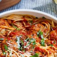 meat ball Spaghetti  · tomato sauce red onion meatballs-BEEF
