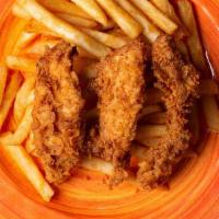 Kids Tenders · Chicken Tenders With Choice Of Side And Drink