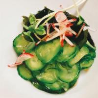 Sunomono · Sweet vinegar salad with cucumber and wakame seaweed.