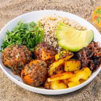 Hawaiian Meatball Bowl · Homemade Impossible meatballs in Lulu's Teriyaki Sauce, chili-dusted pineapple, peppers & on...