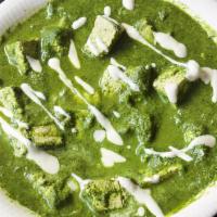 Palak Paneer · Creamed spinach, cottage cheese cooked Indian spices.
