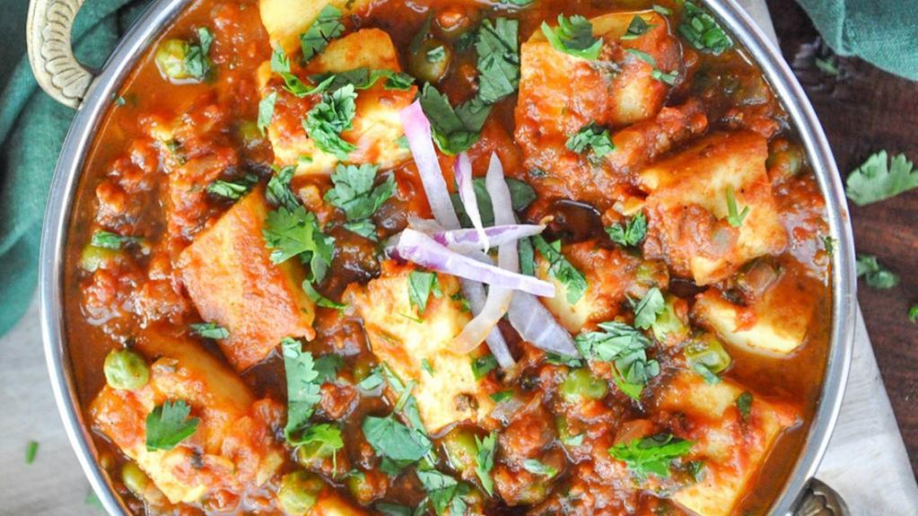 Mattar Paneer · Cottage cheese, fresh peas, Indian spices cooked with homemade tomato sauce.