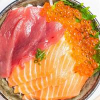 Half and Half Don · Salmon & Bigeye Tuna and Ikura over Rice