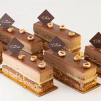 Le Sultan (Hazelnut Cake) · Hazelnut Biscuit and Crunch w/ Lemon Cream and Chocolate Mousse
