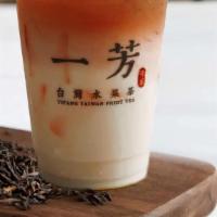 Black Tea Latte 紅茶鮮奶 · Yifang's version of Taiwanese milk tea with Clover organic milk. Highly recommend adding pea...