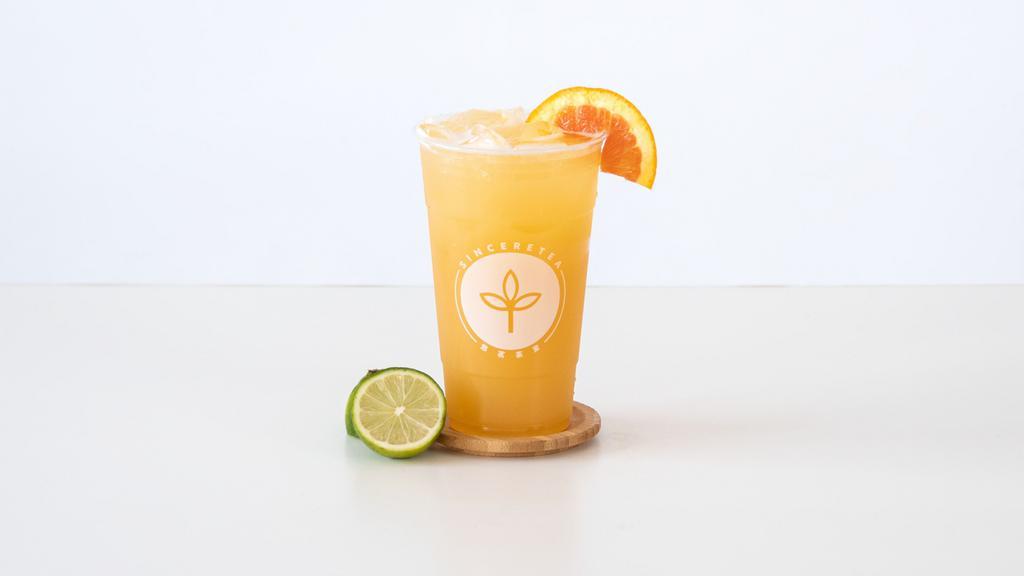 Citrus Punch · organic green tea, lime juice, orange juice, fresh lime, and orange.