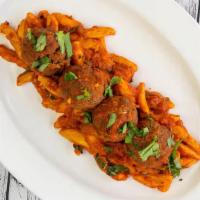 Cavatelli Meatballs · Handcrafted fresh ricotta, cavatelli pasta, veal and beef meatballs, light spicy marinara, f...