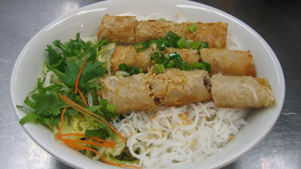 Imperial Rolls (3) / Bún Chả Giò · Ground chicken, shrimp, taro root and cellophane noodles wrapped in a crisp shell.