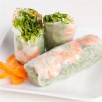 Fresh Spring Rolls / Gỏi Cuốn · Chilled shrimp, rice Vermicelli, lettuce, and fresh Asian basil wrapped in soft rice paper w...