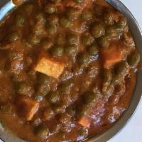 Mattar Paneer · Home made cheese & green peas in spiced gravy.