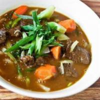 Beef and Vegetable Noodle Soup · Served with choice of noodles.